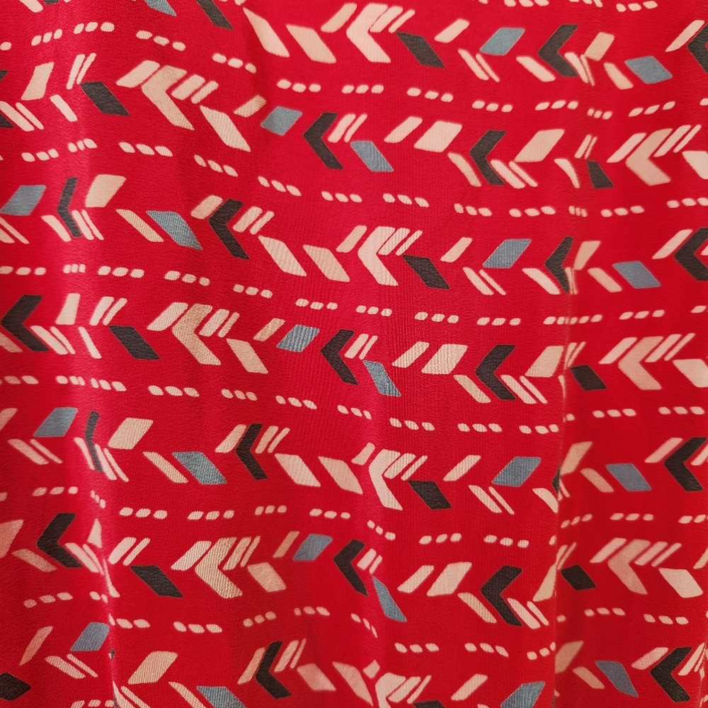 Harlyn Silk Red Mini Dress Boho Western Cowgirl Aztec Print Pretty Cute Large - Picture 10 of 17